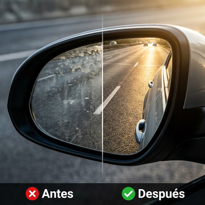 Espejo retrovisor antes y después de ClearDrive