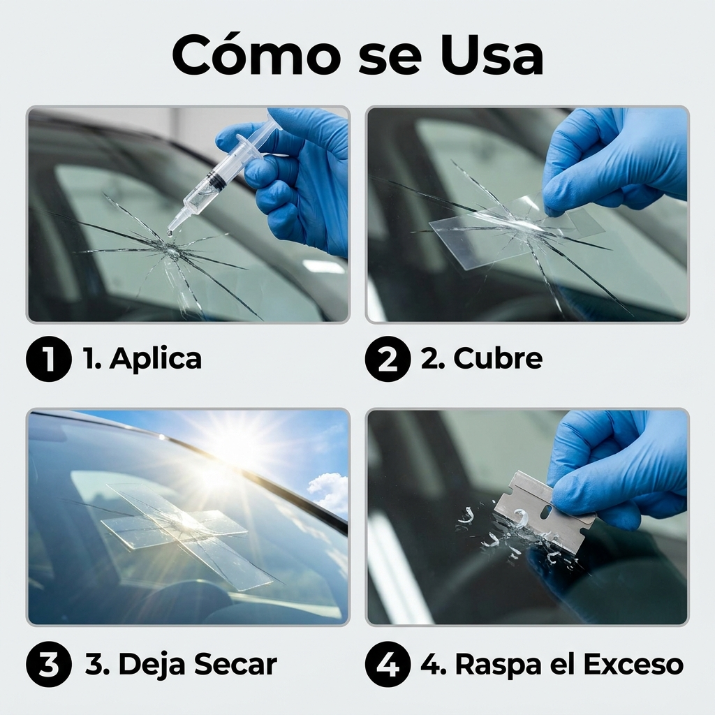 Cómo se usa el Kit Reparador de Parabrisas