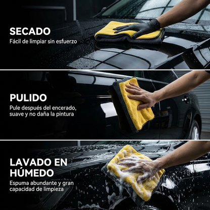 Secado, pulido y lavado en húmedo con la toalla microfibra